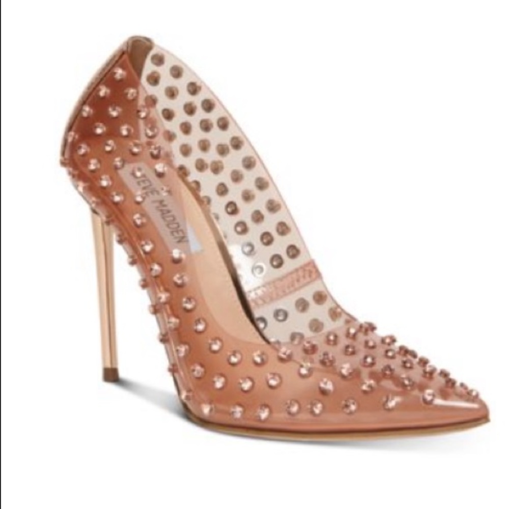 Steve Madden Valiant-S Rhinestone Vinyl Pump in Rose Gold Size 9